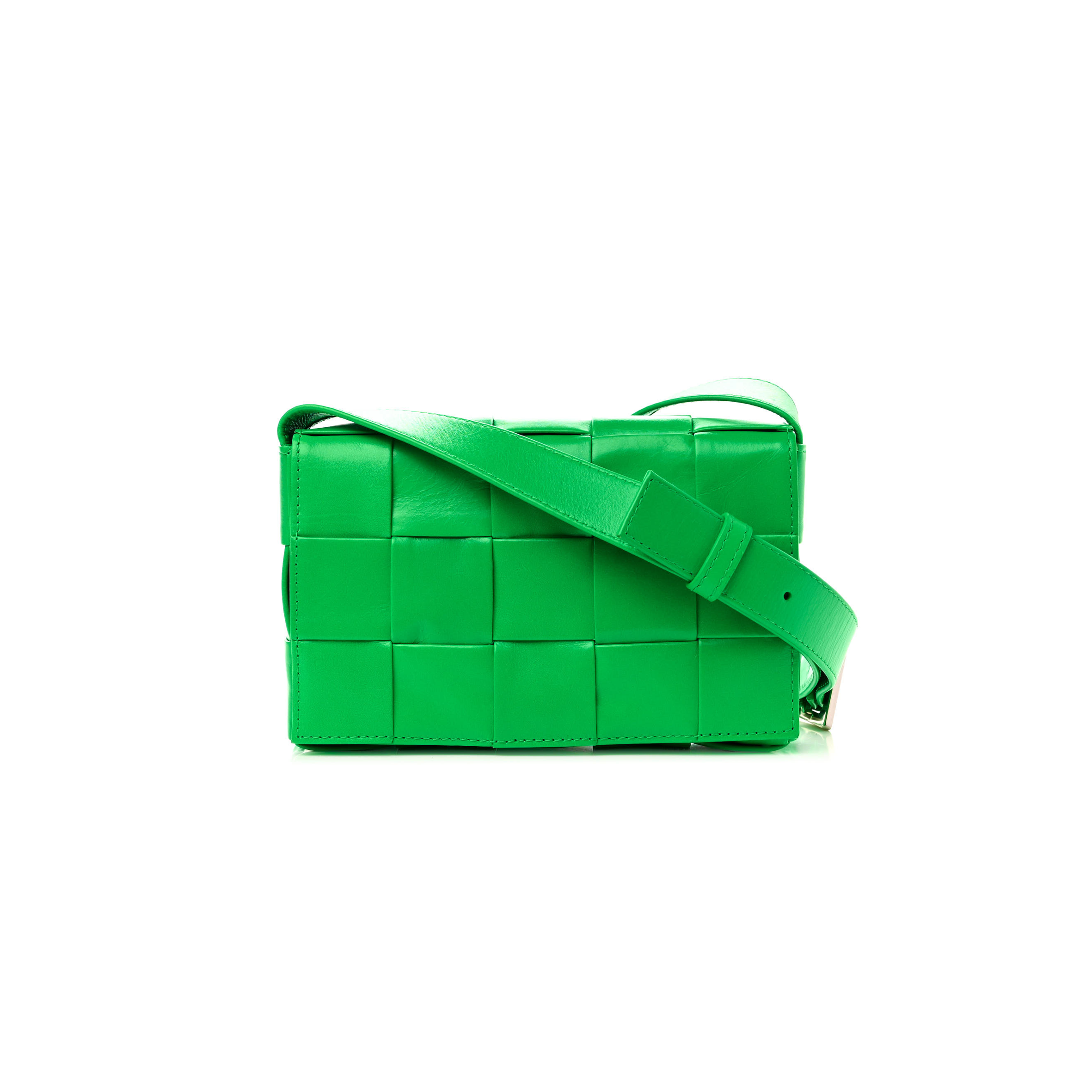 BOTTEGA VENETA PAPER CALFSKIN MAXI INTRECCIATO SMALL CASSETTE CROSSBODY BAG GRASS  (23*15*5.5cm)